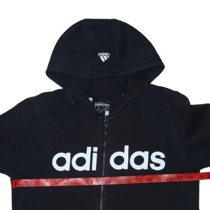 adidas Boys Black Full Zip Hoodie 13-14 Years Fleece Sportswear