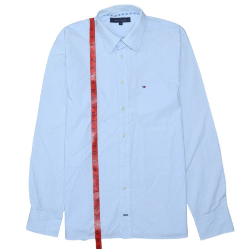Tommy Hilfiger Men Blue Button-Up Cotton Shirt M Classic Fit