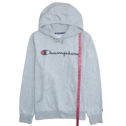 Champion Men's Grey Pullover Hoodie L Logo Fleece Sportswear