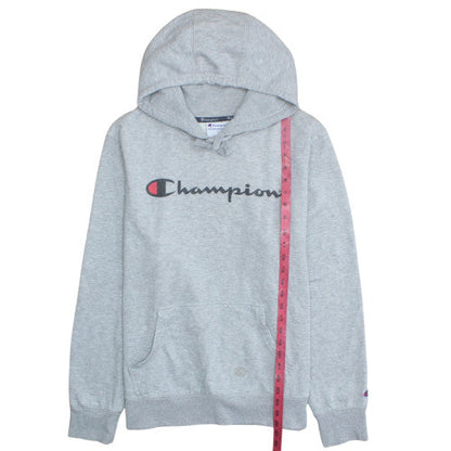 Champion Men's Grey Pullover Hoodie L Logo Fleece Sportswear