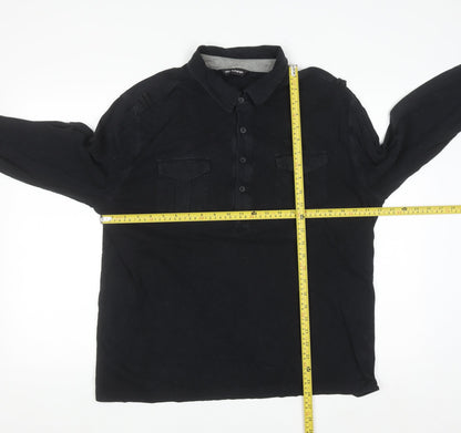 Marks and Spencer Autograph Men's Black XL Cotton Long Sleeve Casual Shirt
