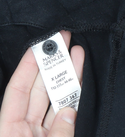 Marks and Spencer Autograph Men's Black XL Cotton Long Sleeve Casual Shirt