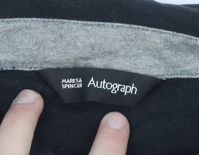 Marks and Spencer Autograph Men's Black XL Cotton Long Sleeve Casual Shirt