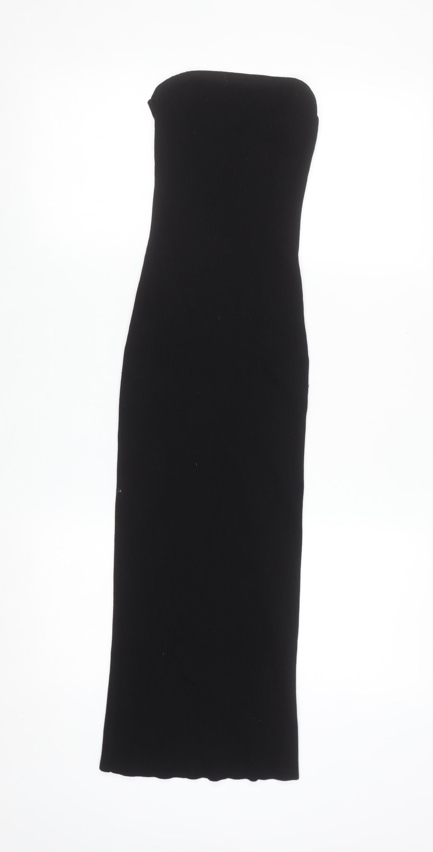 H&M Women’s Black Strapless Bodycon Midi Dress Size 8
