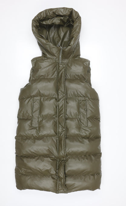 Blue Vanilla Womens Green Hooded Puffer Waistcoat M