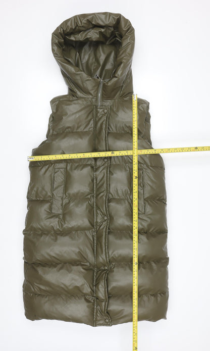 Blue Vanilla Womens Green Hooded Puffer Waistcoat M