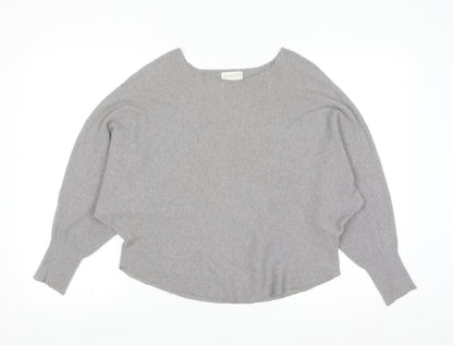 Apricot Womens Grey Boat Neck Batwing Knit Jumper Size 10
