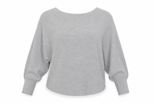 Apricot Womens Grey Boat Neck Batwing Knit Jumper Size 10