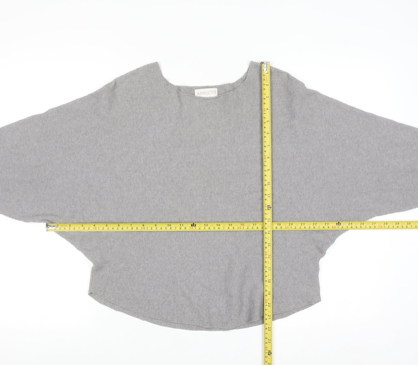 Apricot Womens Grey Boat Neck Batwing Knit Jumper Size 10