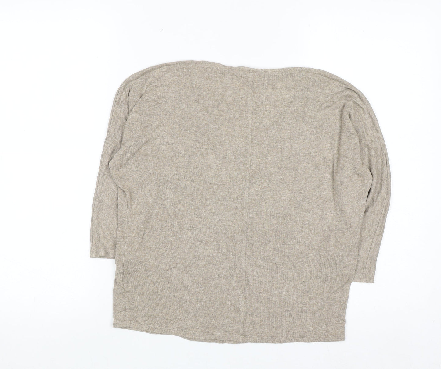 MNG Women's Beige V-Neck 3/4 Sleeve Pullover Jumper XS
