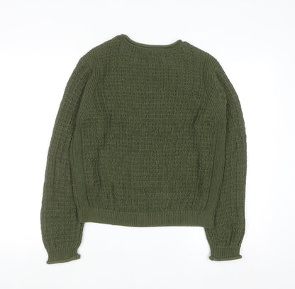 Marks and Spencer Women’s Green Cable-Knit Cotton Jumper XS