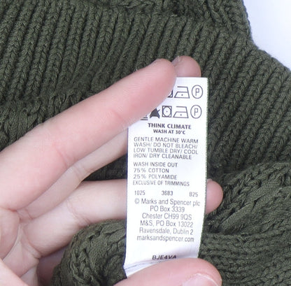 Marks and Spencer Women’s Green Cable-Knit Cotton Jumper XS