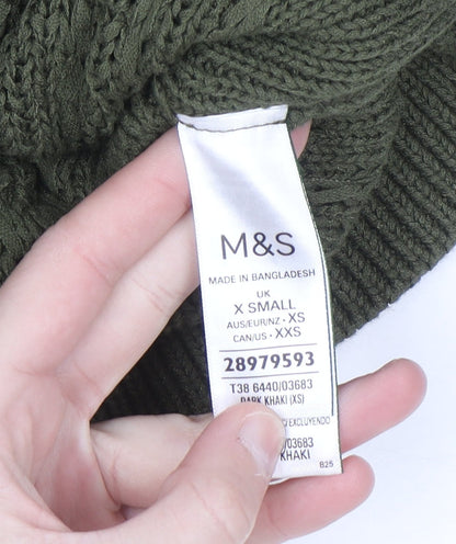 Marks and Spencer Women’s Green Cable-Knit Cotton Jumper XS