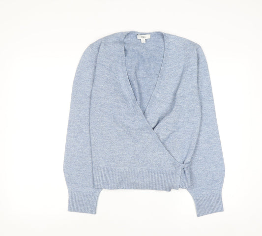 Marks and Spencer Women's Blue Wrap V-Neck Knit Jumper Size S