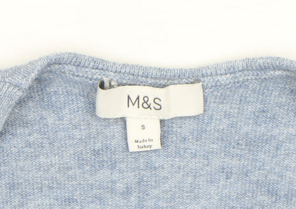 Marks and Spencer Women's Blue Wrap V-Neck Knit Jumper Size S