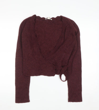 Seasalt Cornwall Womens Red Alpaca Wool Blend Wrap Jumper Size 12