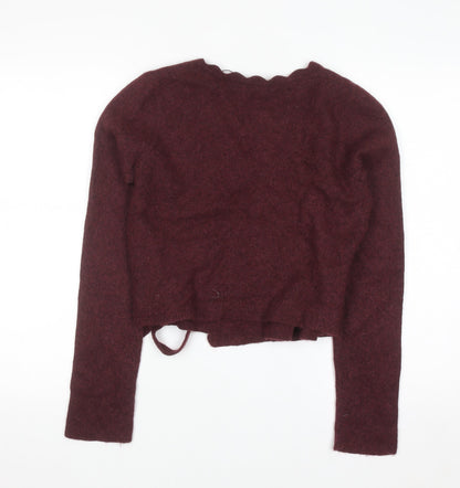 Seasalt Cornwall Womens Red Alpaca Wool Blend Wrap Jumper Size 12