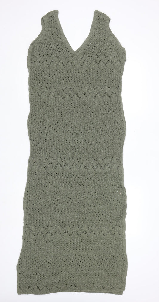 Marks and Spencer Women’s Green Crochet Midi Sleeveless Dress L