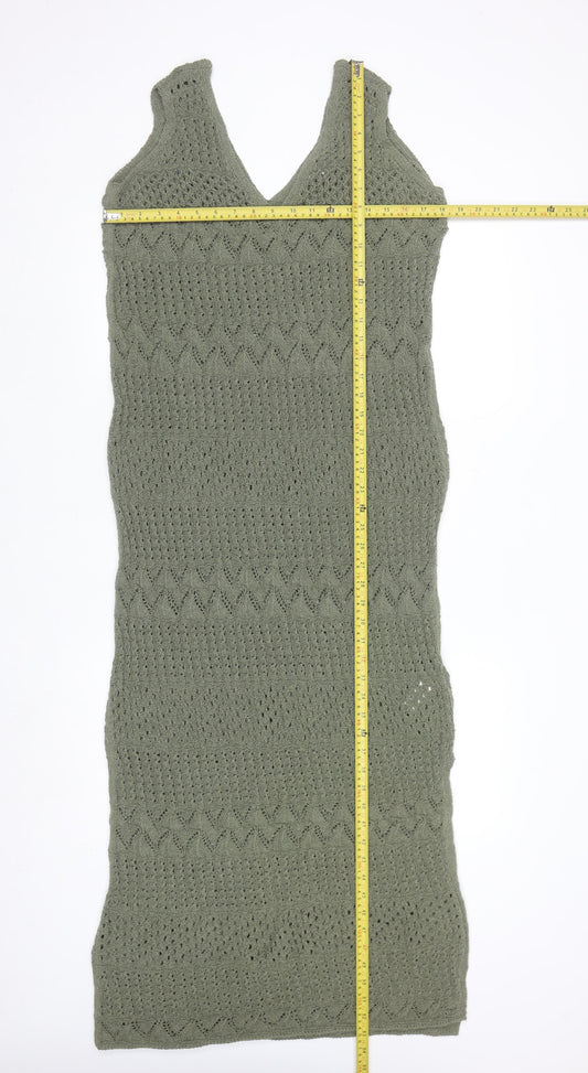 Marks and Spencer Women’s Green Crochet Midi Sleeveless Dress L