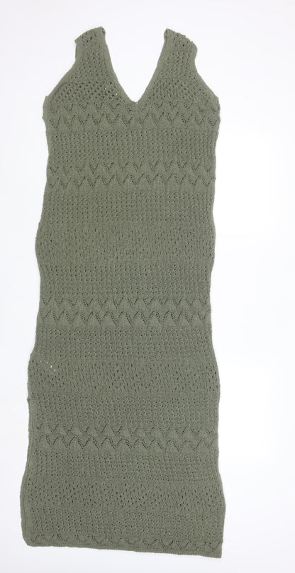 Marks and Spencer Women’s Green Crochet Midi Sleeveless Dress L