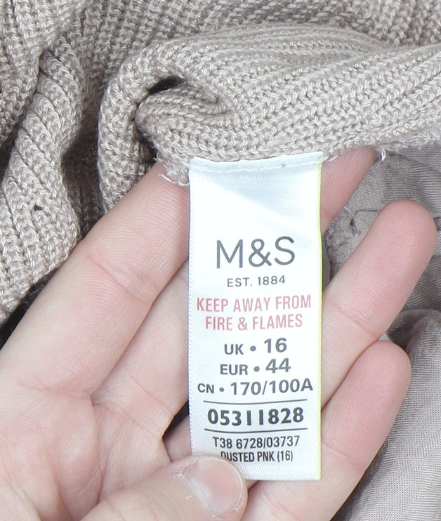 Marks and Spencer Per Una Women’s Beige Long Sleeve Pullover Jumper Size 16