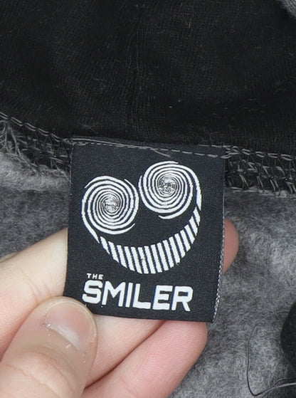 The Smiler Men’s Grey Pullover Hoodie L Logo Graphic Fleece