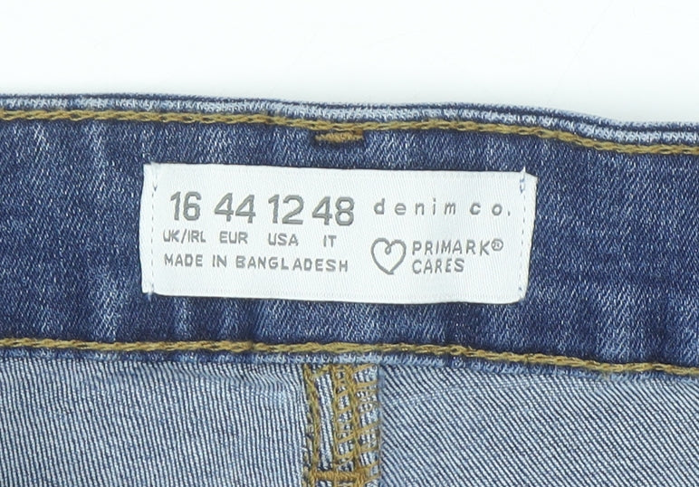 Primark Women Blue High Waist Skinny Jeans Size 16 Stretch Denim