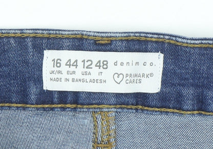 Primark Women Blue High Waist Skinny Jeans Size 16 Stretch Denim