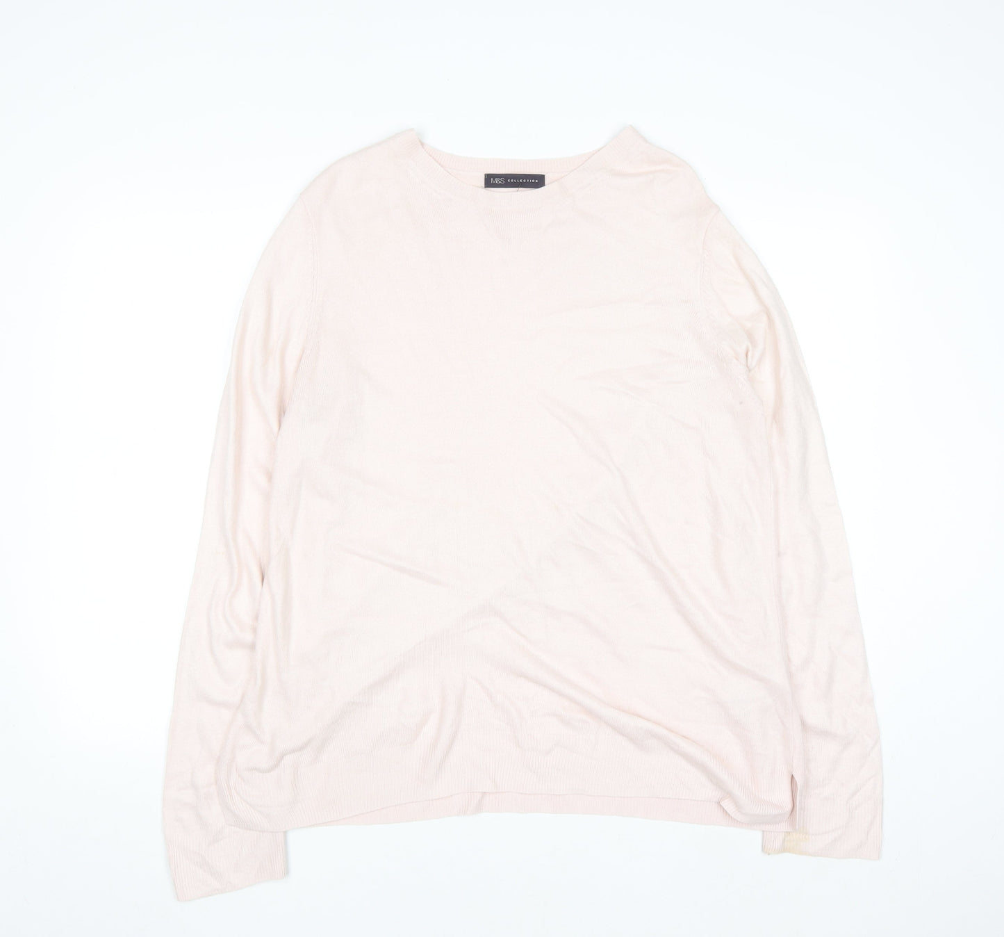 Marks and Spencer Women’s Pale Pink Cotton Blend Crew Neck Jumper Size 18