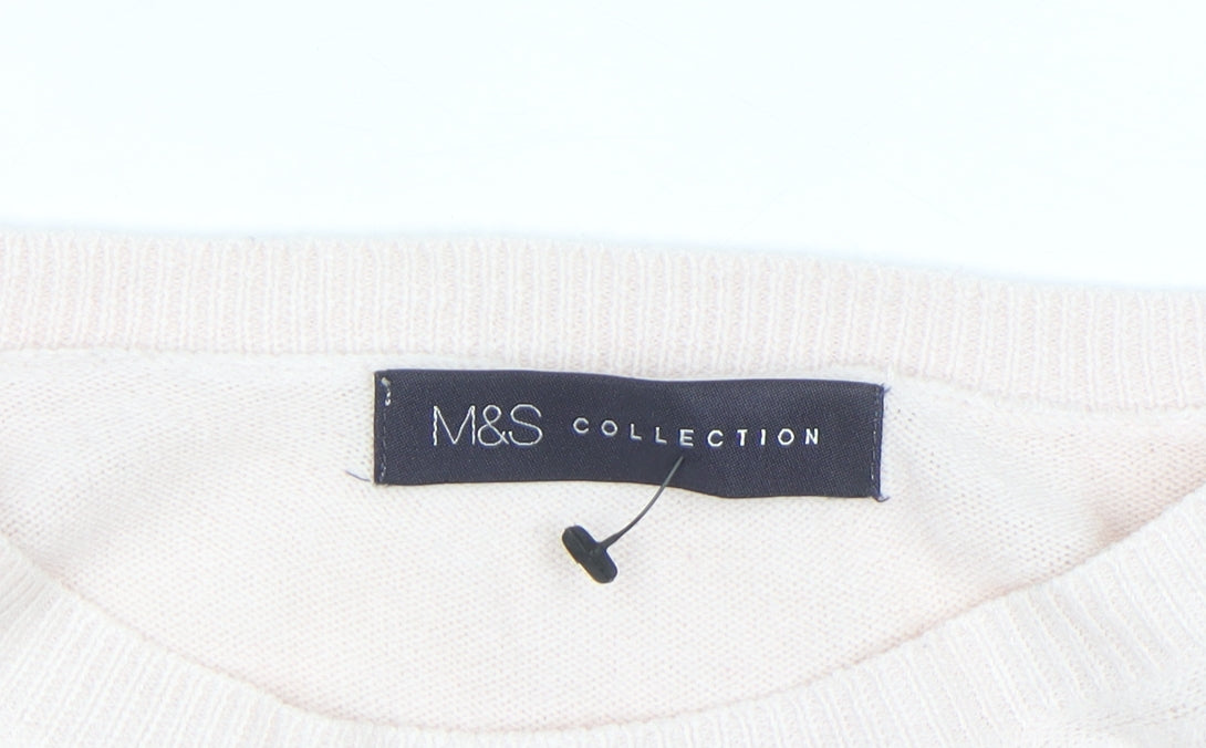 Marks and Spencer Women’s Pale Pink Cotton Blend Crew Neck Jumper Size 18