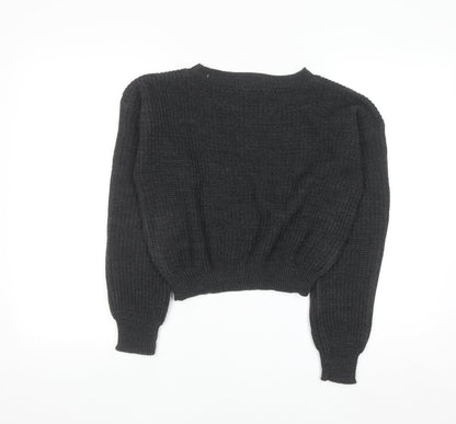 boohoo Women Grey Chunky-Knit Pullover Jumper M/L