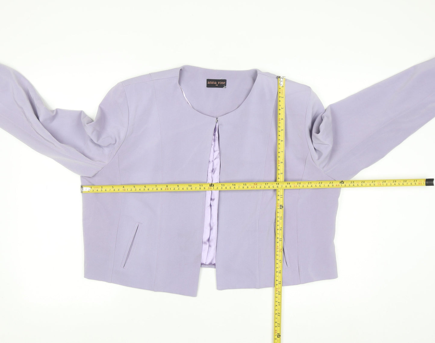 Anna Rose Women Purple Size 18 Cropped Suit Jacket Lined Blazer