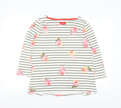 Joules Women's Multicoloured Striped Floral Cotton T-Shirt Size 14