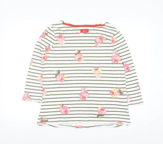 Joules Women's Multicoloured Striped Floral Cotton T-Shirt Size 14