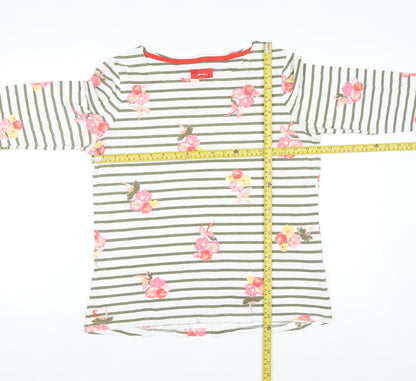 Joules Women's Multicoloured Striped Floral Cotton T-Shirt Size 14
