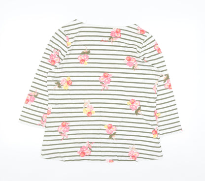 Joules Women's Multicoloured Striped Floral Cotton T-Shirt Size 14
