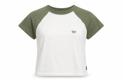 Superdry Womens Green White Raglan Ringer T-Shirt UK 12