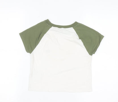 Superdry Womens Green White Raglan Ringer T-Shirt UK 12