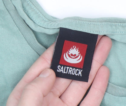 Saltrock Women Green Cotton Short Sleeve Crew Neck T-Shirt M