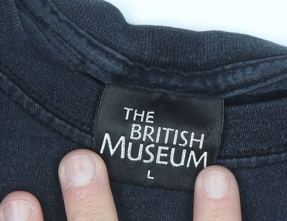 The British Museum Men's Black Cotton Graphic T-Shirt Size L