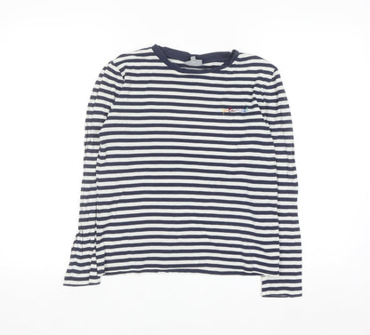 Oliver Bonas Womens Navy White Striped Long Sleeve Cotton T-Shirt Size 10