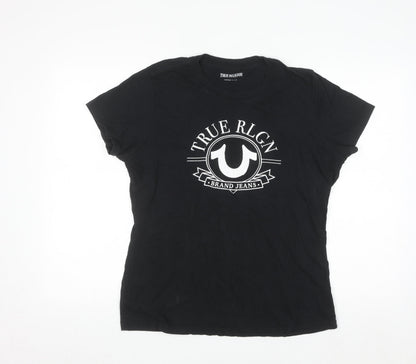 True Religion Women's Black XL Logo Cotton T-Shirt