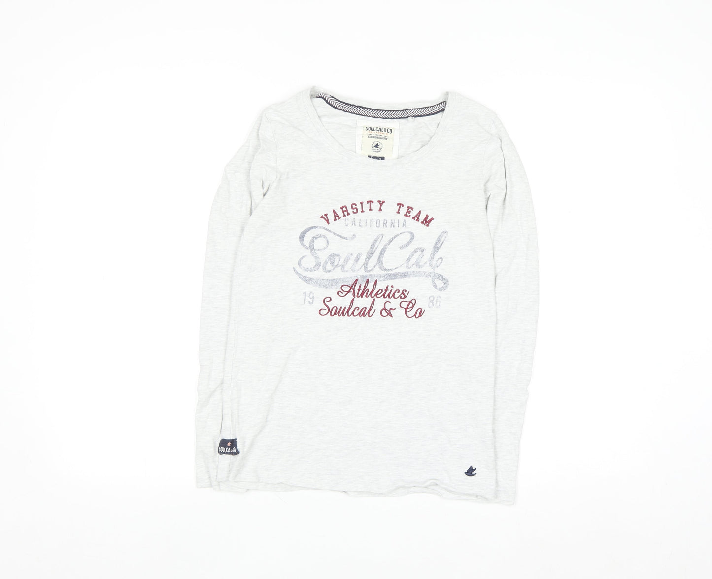 SoulCal & Co Women’s Grey Long Sleeve Varsity T-Shirt Size 8