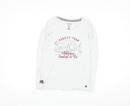SoulCal & Co Women’s Grey Long Sleeve Varsity T-Shirt Size 8