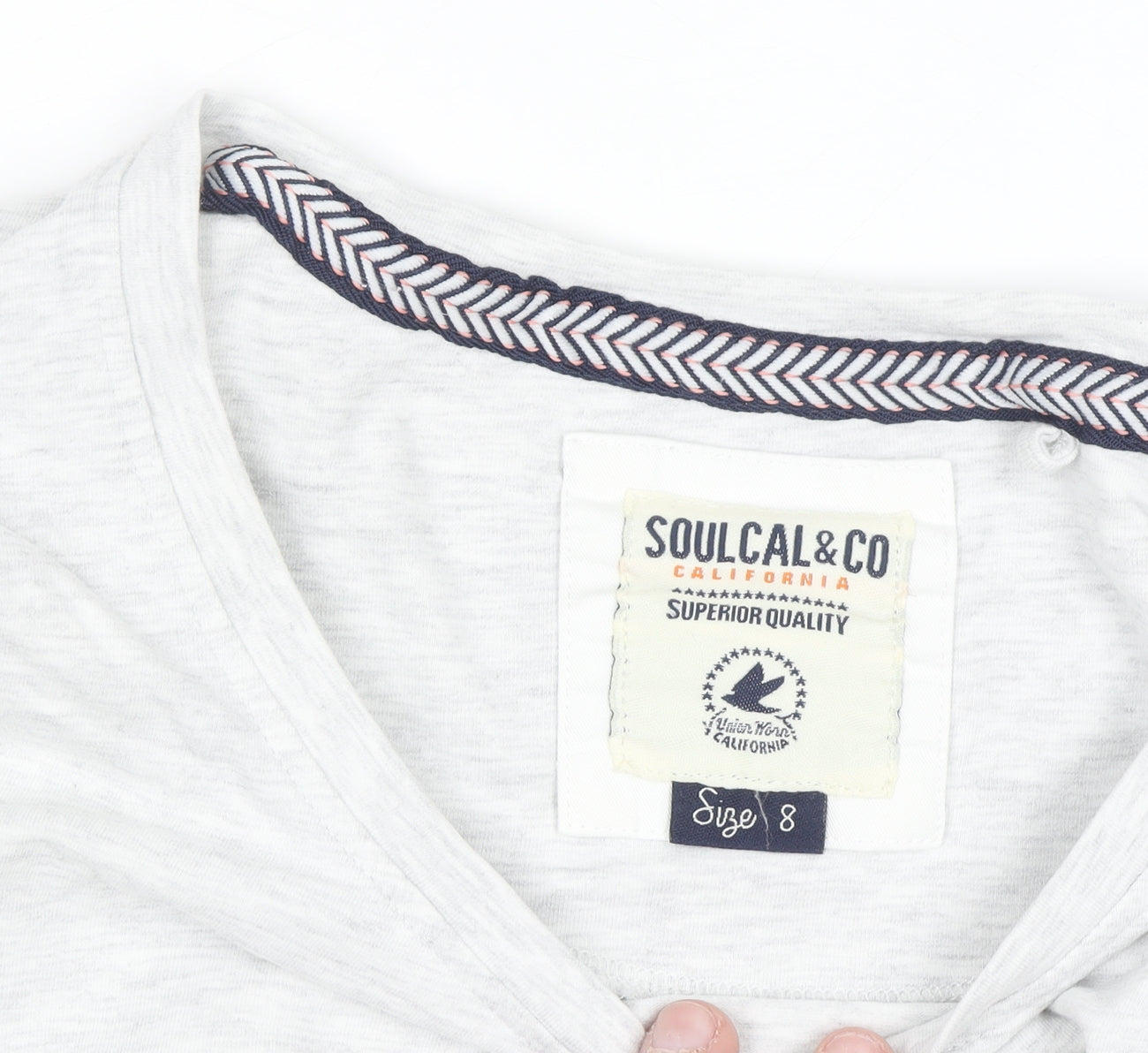 SoulCal & Co Women’s Grey Long Sleeve Varsity T-Shirt Size 8