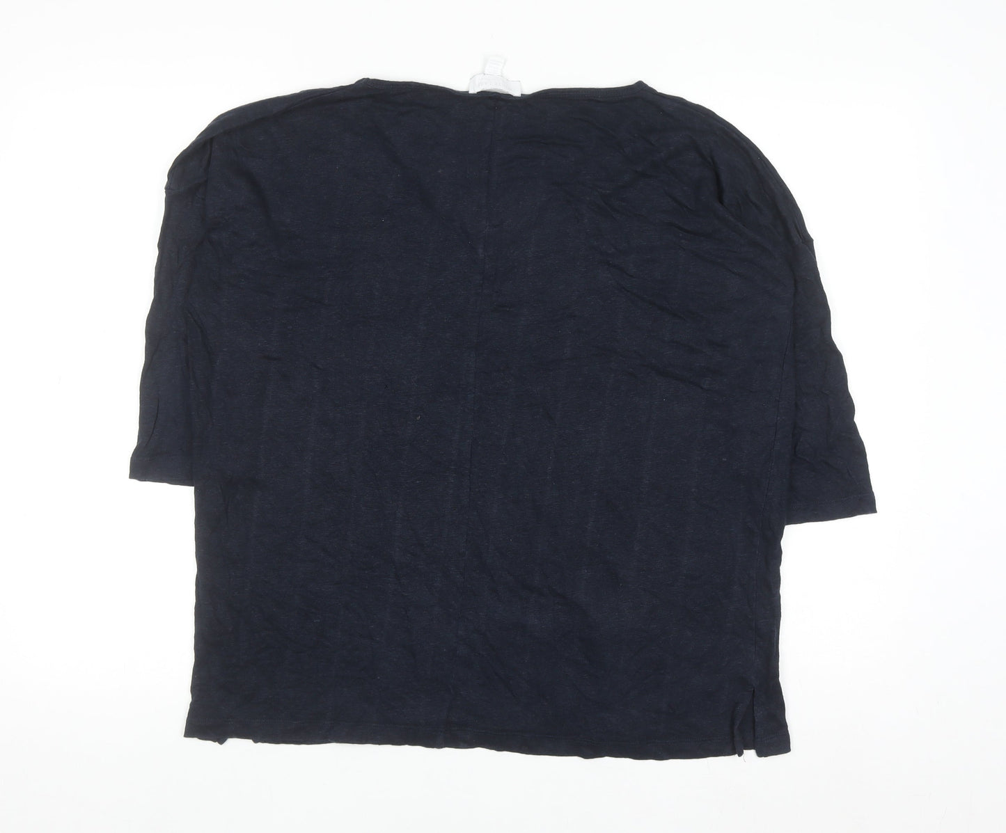 The White Company Women's Blue Linen V-Neck 3/4 Sleeve Blouse Size 10