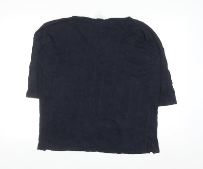 The White Company Women's Blue Linen V-Neck 3/4 Sleeve Blouse Size 10