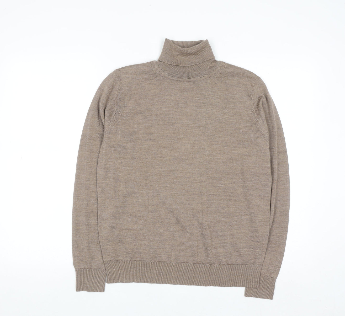 Marks and Spencer Women’s Beige Roll Neck Merino Wool Jumper Size 12