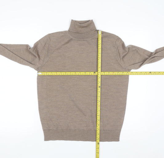 Marks and Spencer Women’s Beige Roll Neck Merino Wool Jumper Size 12