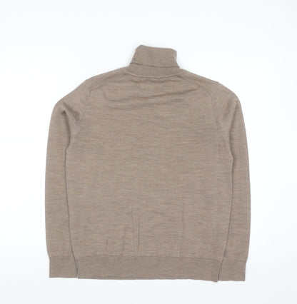 Marks and Spencer Women’s Beige Roll Neck Merino Wool Jumper Size 12